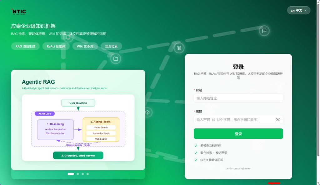 登录页：输入邮箱与密码